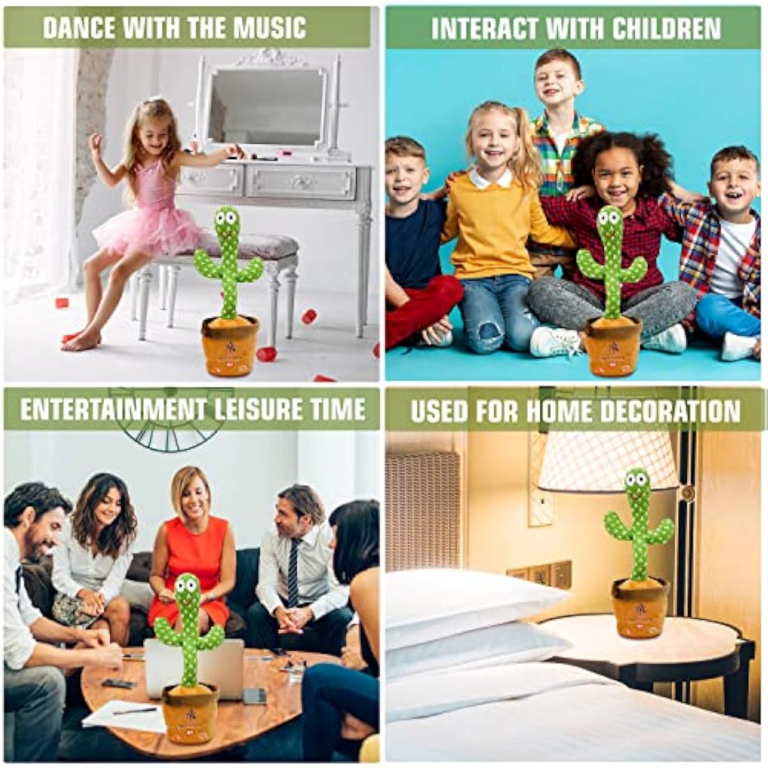 Ava's Toys Volume Control Dancing Cactus- Voice Recorder Baby Toys- Talking and Singing Cactus- Repeat What You Say Learning Toy