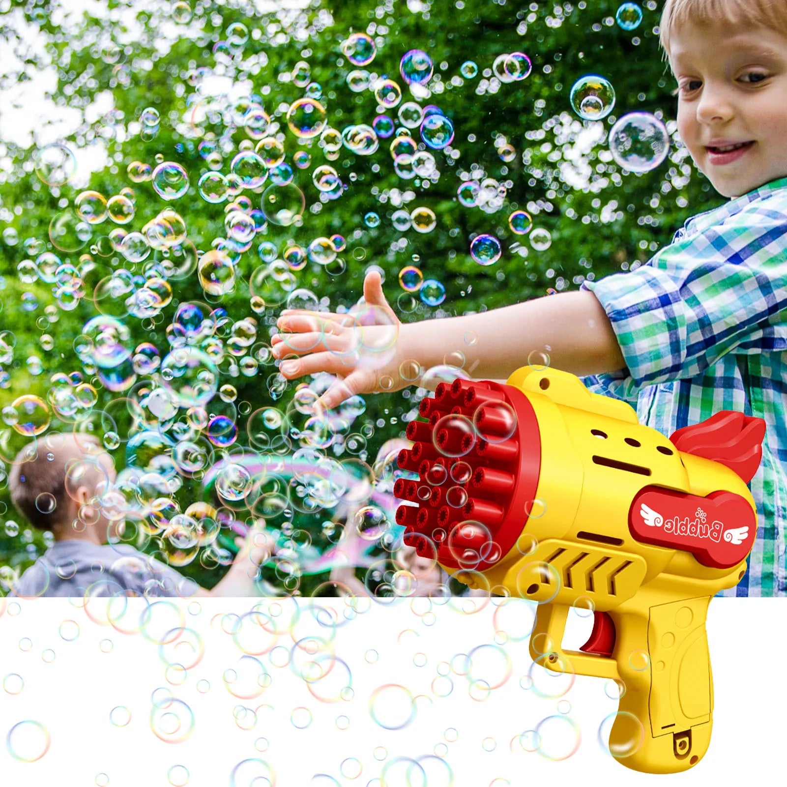 Bubble Gun Rocket 29 Hole Automatic Soap Bubbles Machine