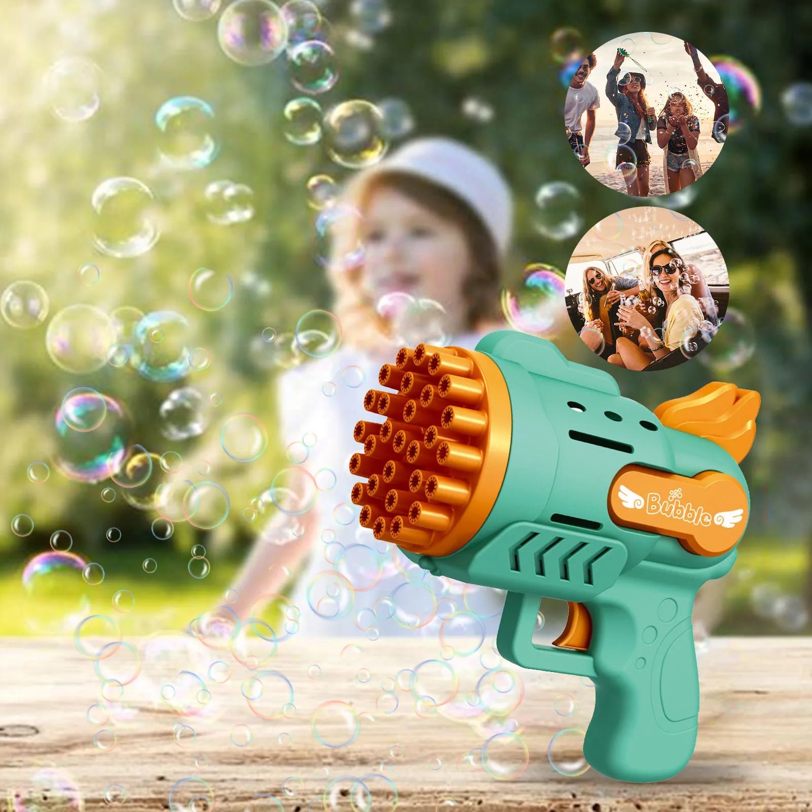 Bubble Gun Rocket 29 Hole Automatic Soap Bubbles Machine