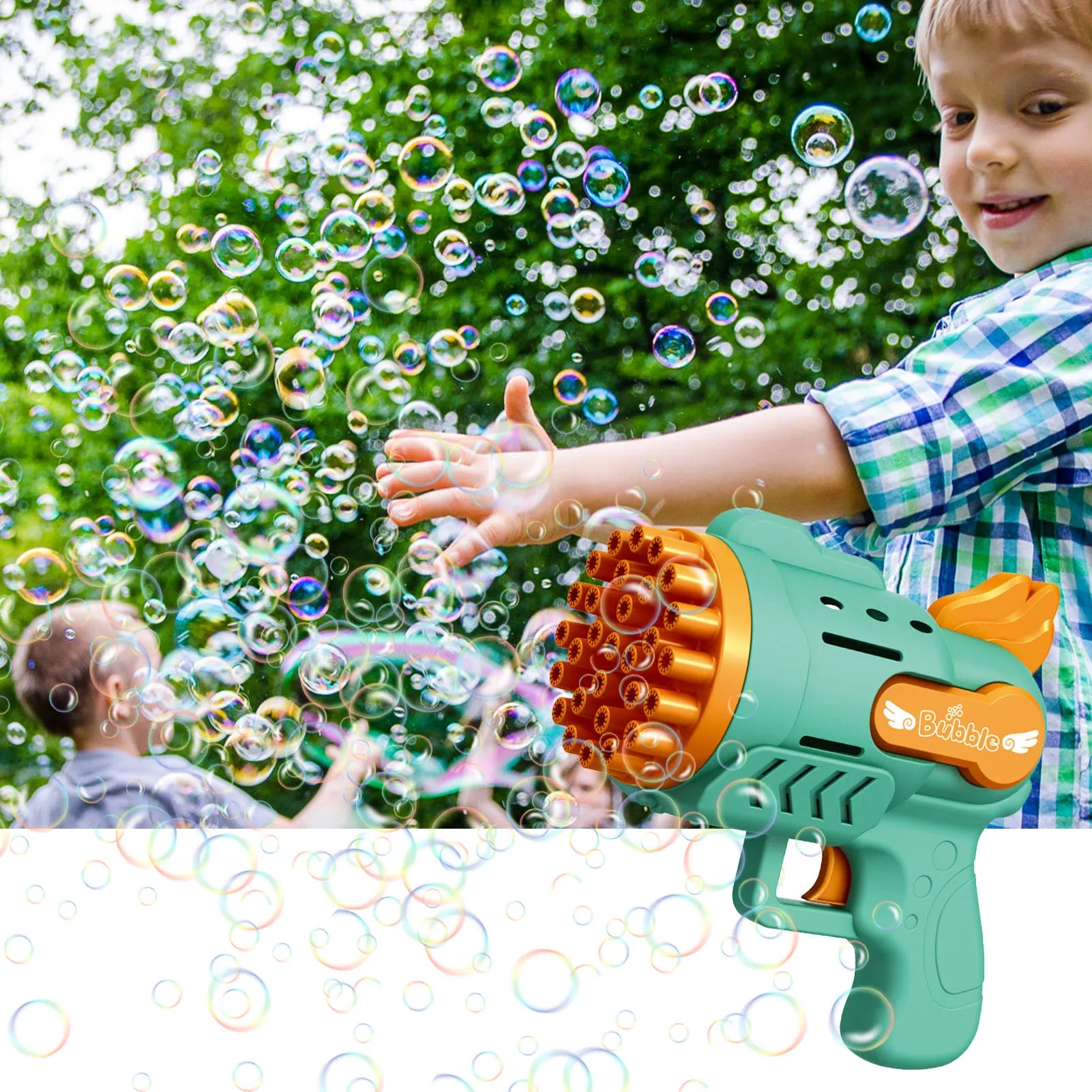 Bubble Gun Rocket 29 Hole Automatic Soap Bubbles Machine